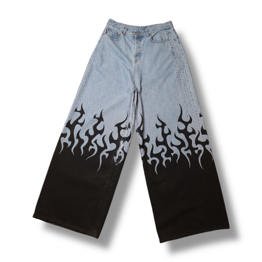 Vetements Flame Print Baggy Jeans