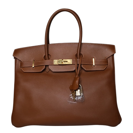 Hermes 1998 Birkin 35 Brown/Gold Epsom Leather Purse