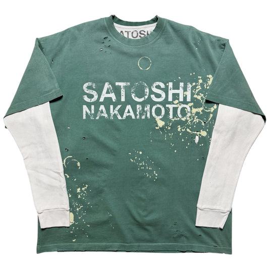 Satoshi Nakamoto Bleached Luke Thermal Green Tee