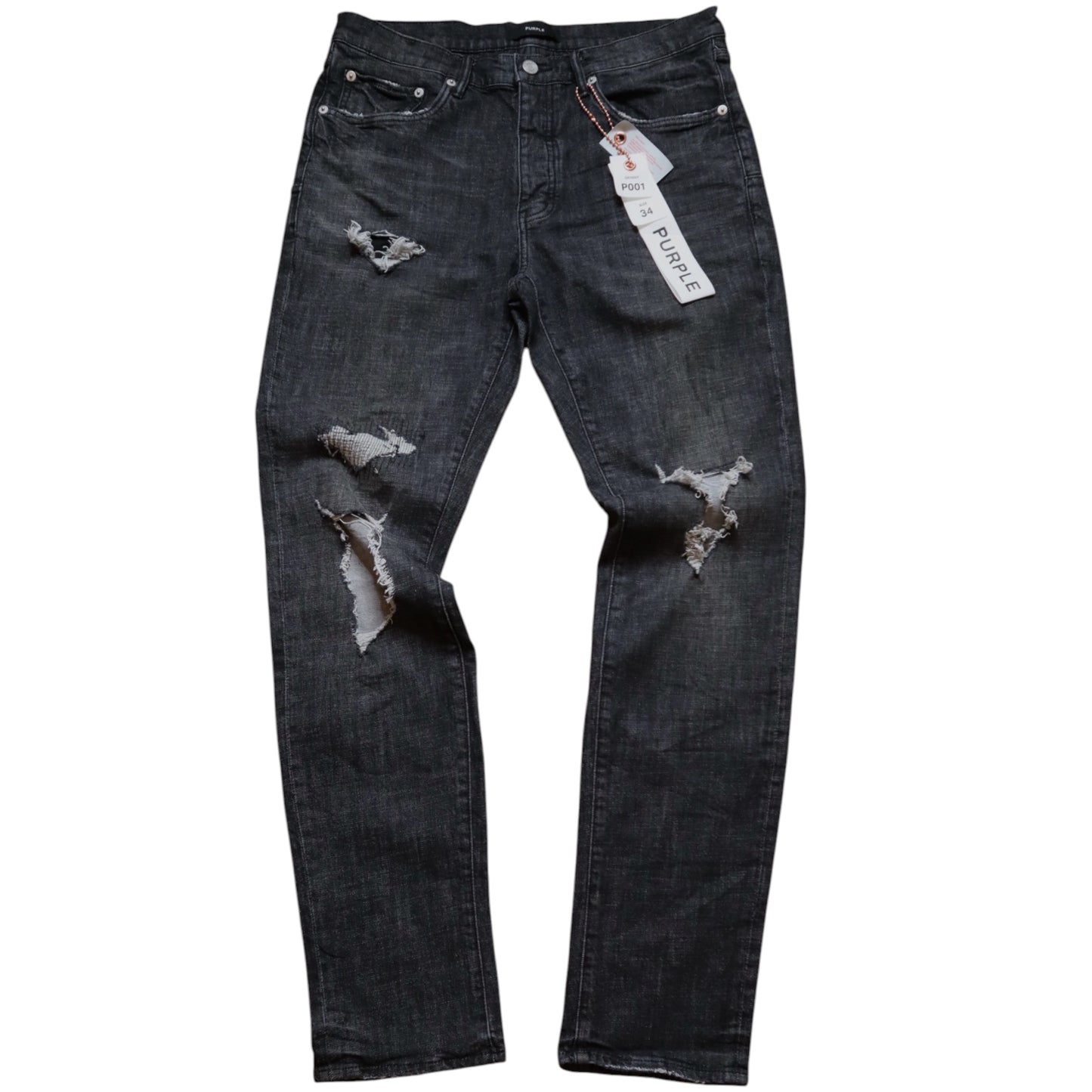 Purple Grey Wash Distressed Jeans