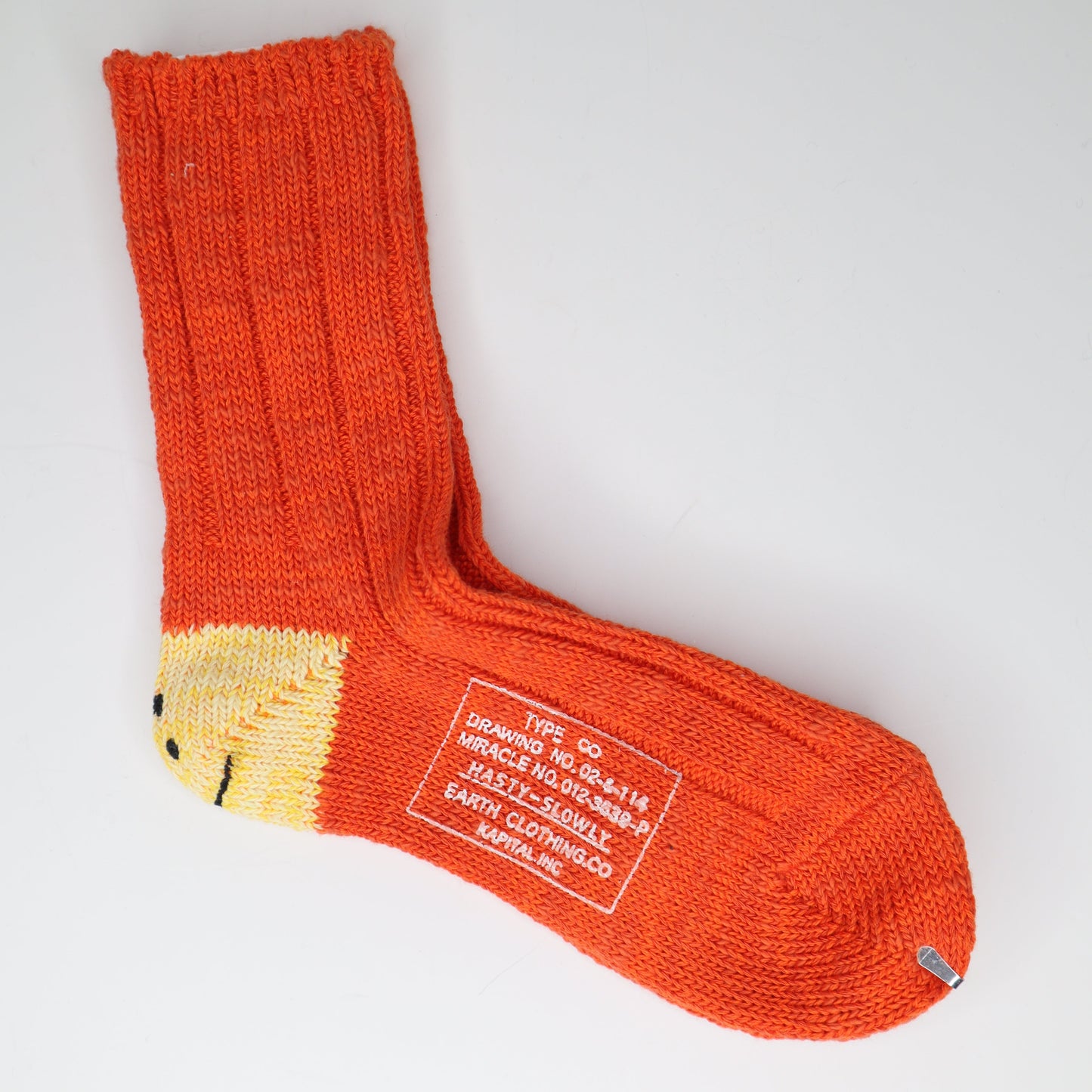 Kapital Smiley Heel Socks - Orange