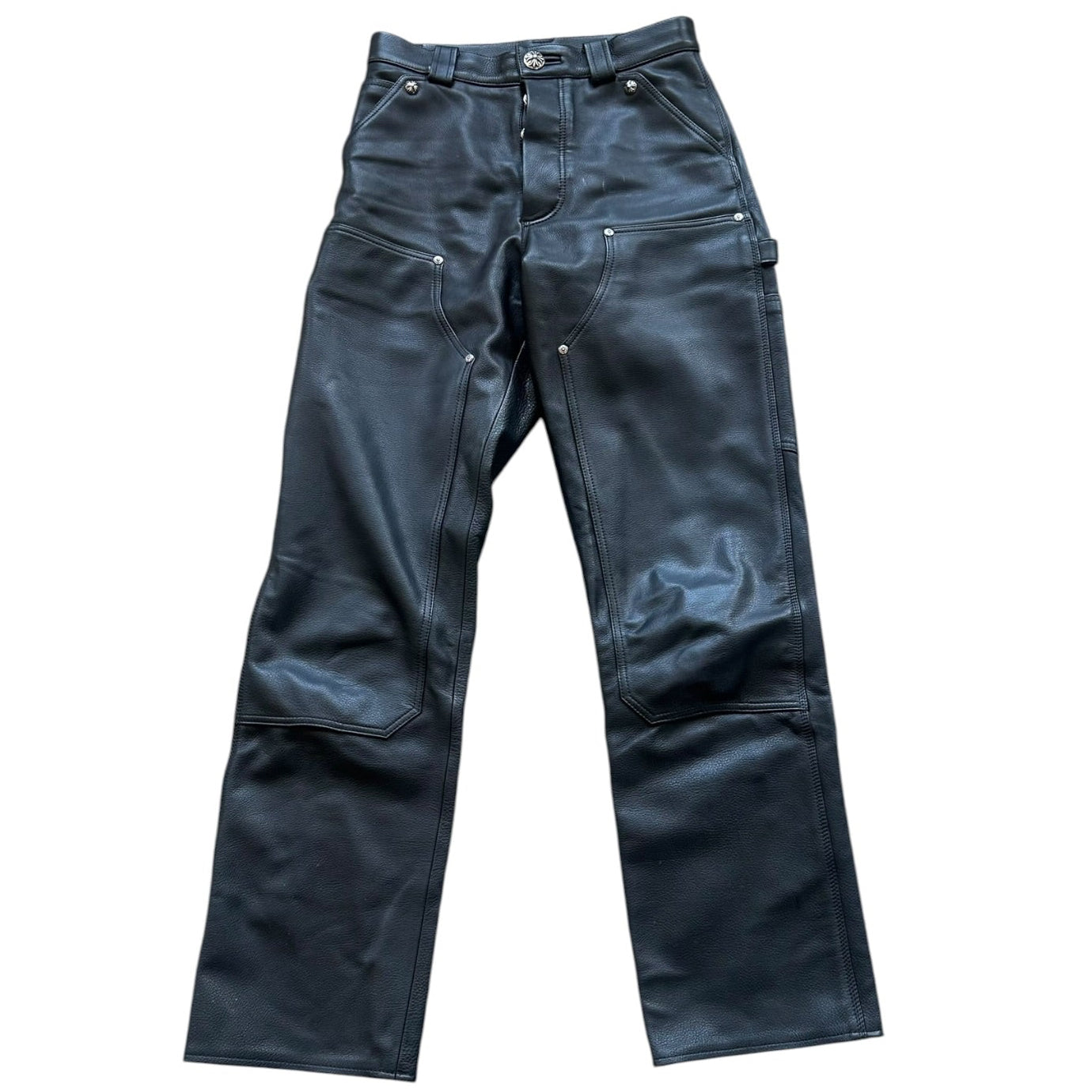 CH Carpenter Blk Leather Double Knee Pants