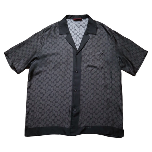 Gucci Monogram Silk Button Up Tee