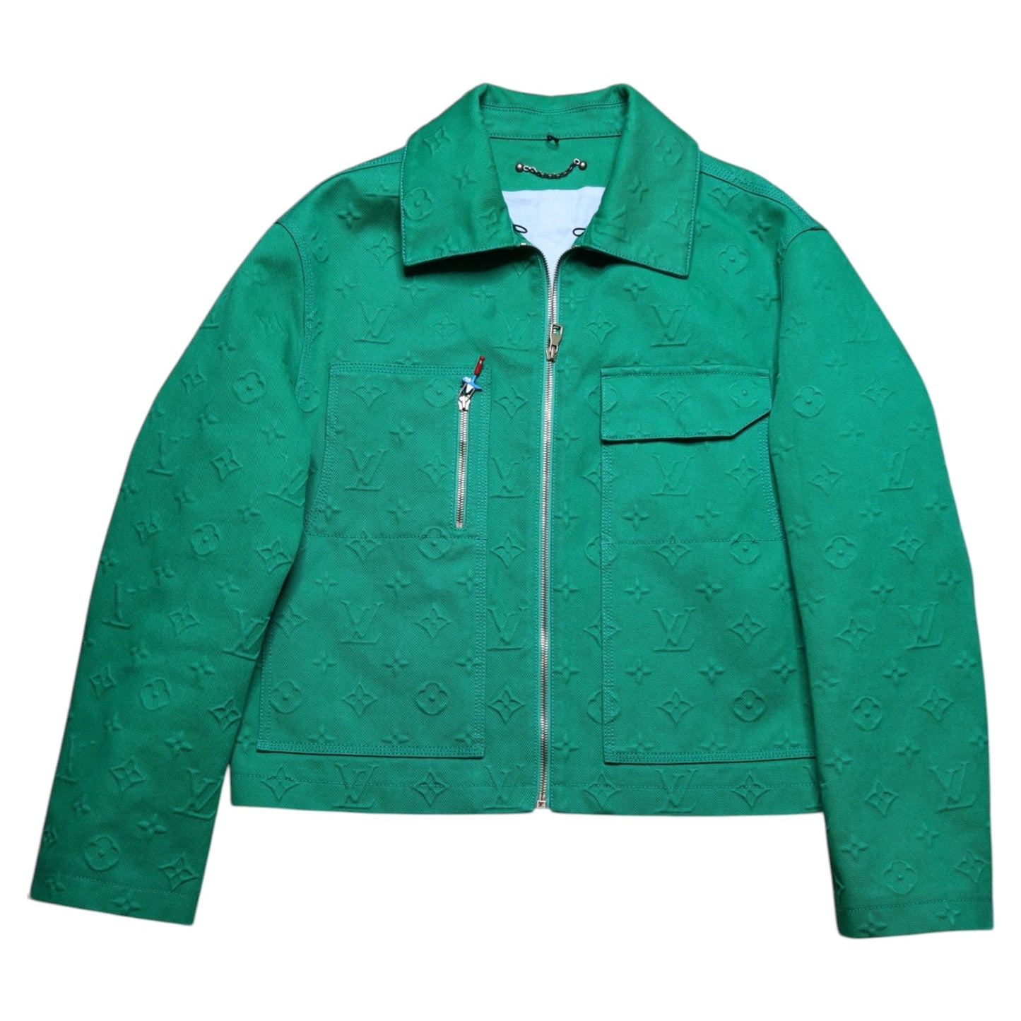 L V Virgil Abloh Workwear Green Denim Jacket