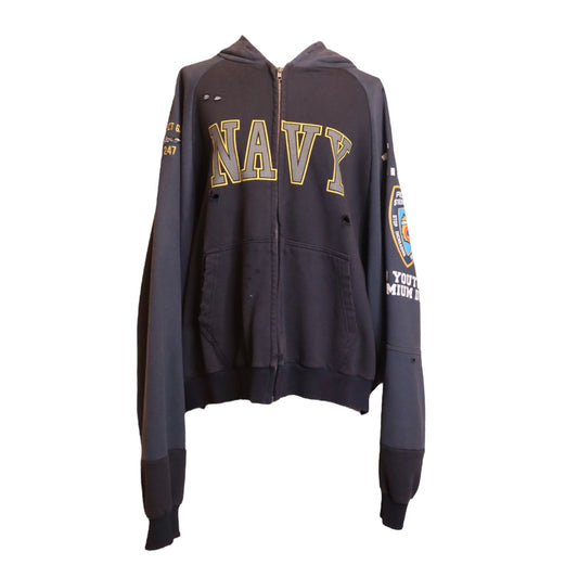 Project G/R Reconstructed Navy Zip Hoodie