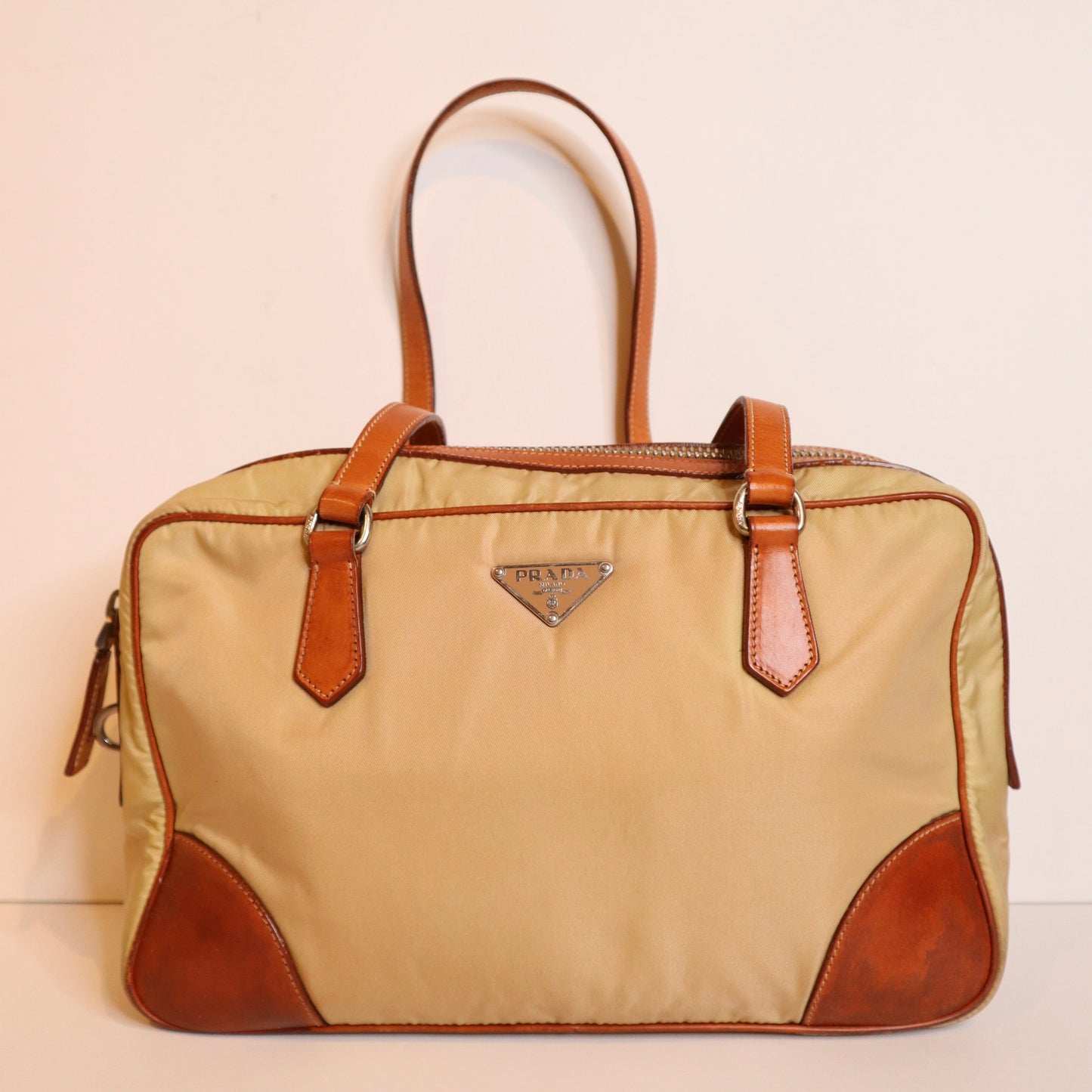 Prada Vintage Brown Nylon Shoulder Bag