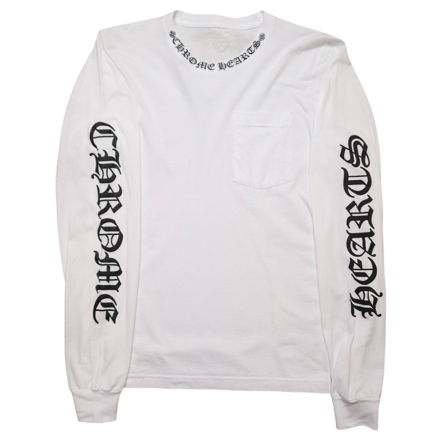 CH Neck Logo LS White Tee