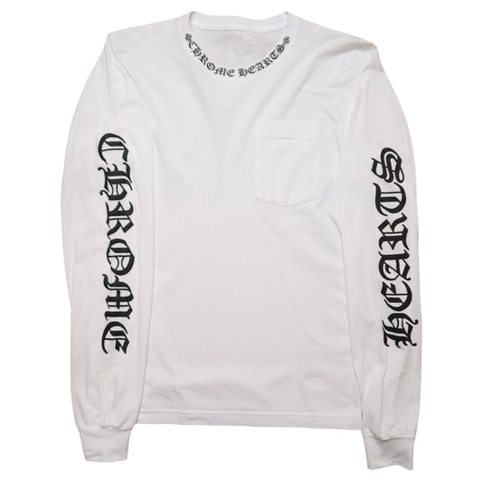 CH Neck Logo LS White Tee
