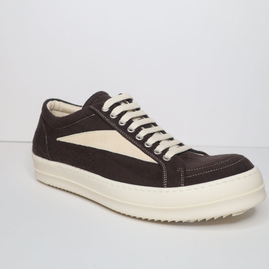 Rick Owens Vintage Low Dark Dust/Milk Felt Suede Sneaker