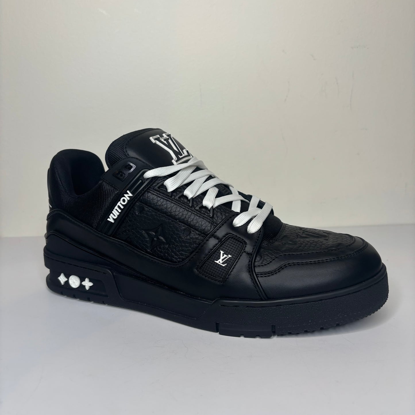L V Black Embossed Monogram Trainer