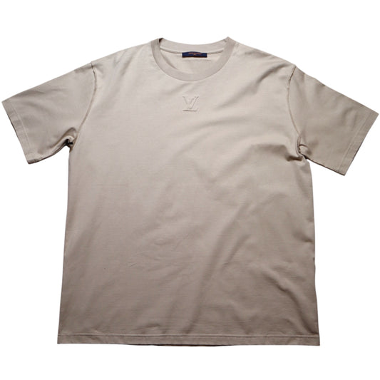 L V Embossed Logo Tee Beige