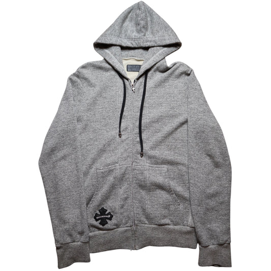 CH Leather Maltese Cross Patch Grey Zip Hoodie