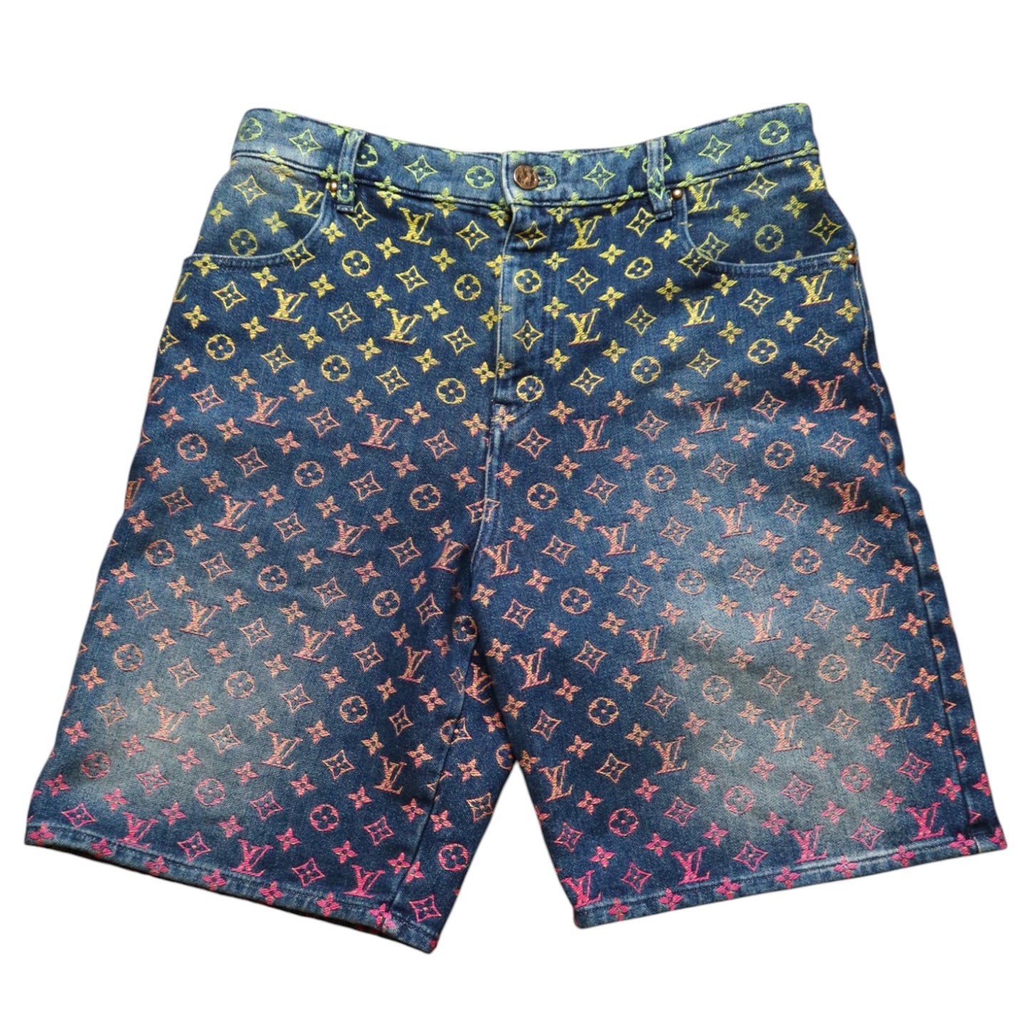 L V Damier Multicolor Denim Shorts
