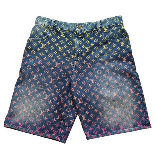 L V Damier Multicolor Denim Shorts