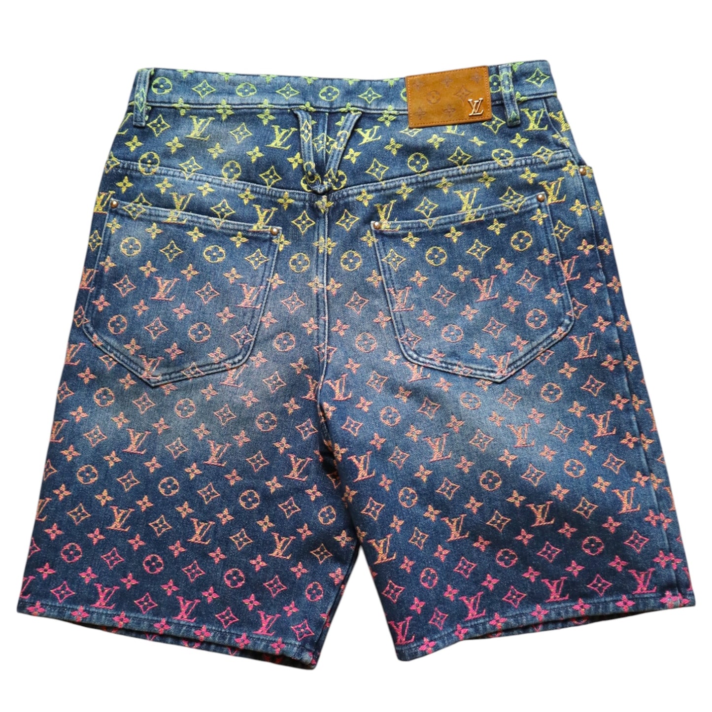 L V Damier Multicolor Denim Shorts