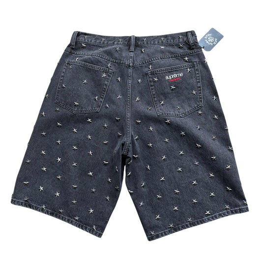 Supreme Stars Studded Baggy Denim Shorts Black