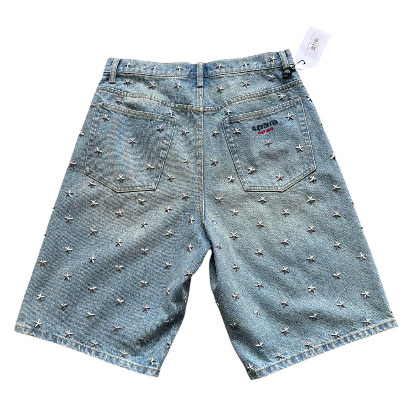 Supreme Stars Studded Baggy Denim Shorts Indigo