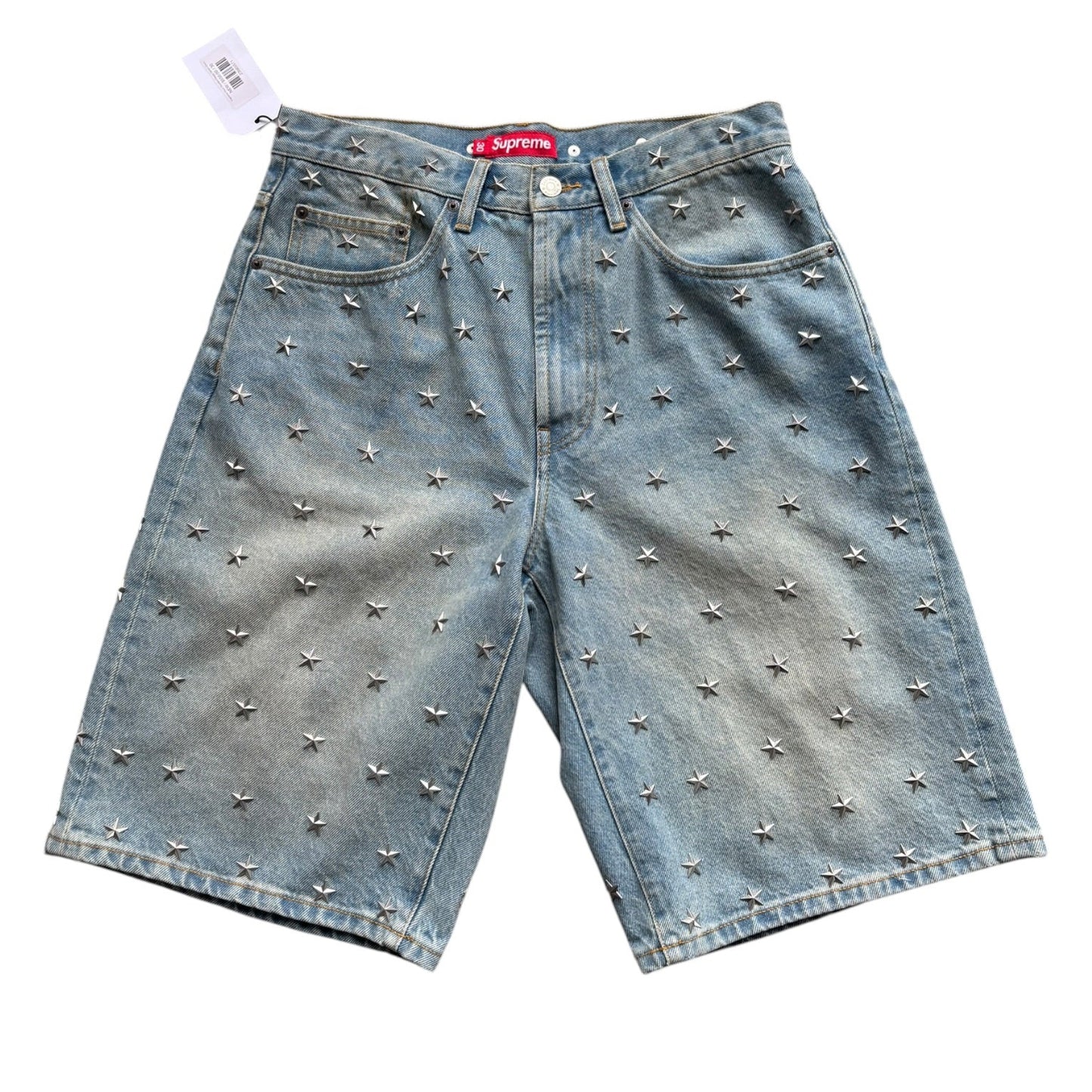 Supreme Stars Studded Baggy Denim Shorts Indigo