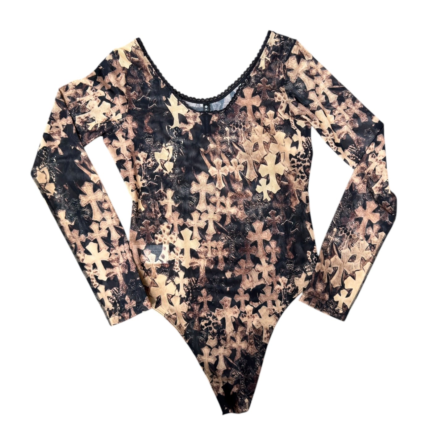 CH Waterfall Flooded Cross Mesh Bodysuit