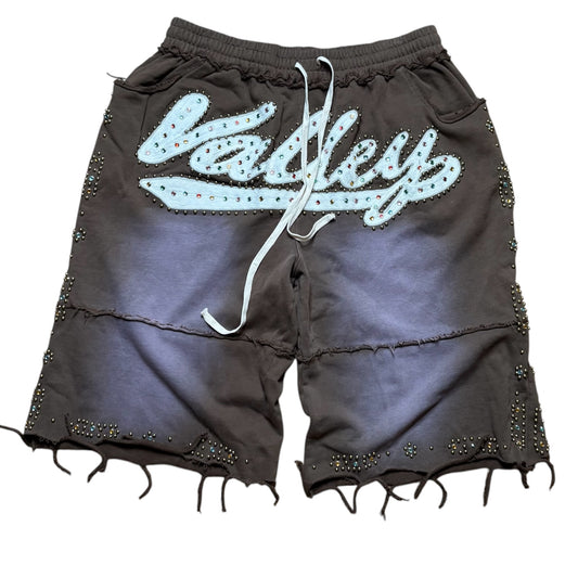 Vale Jeweled Sweat Shorts Brown