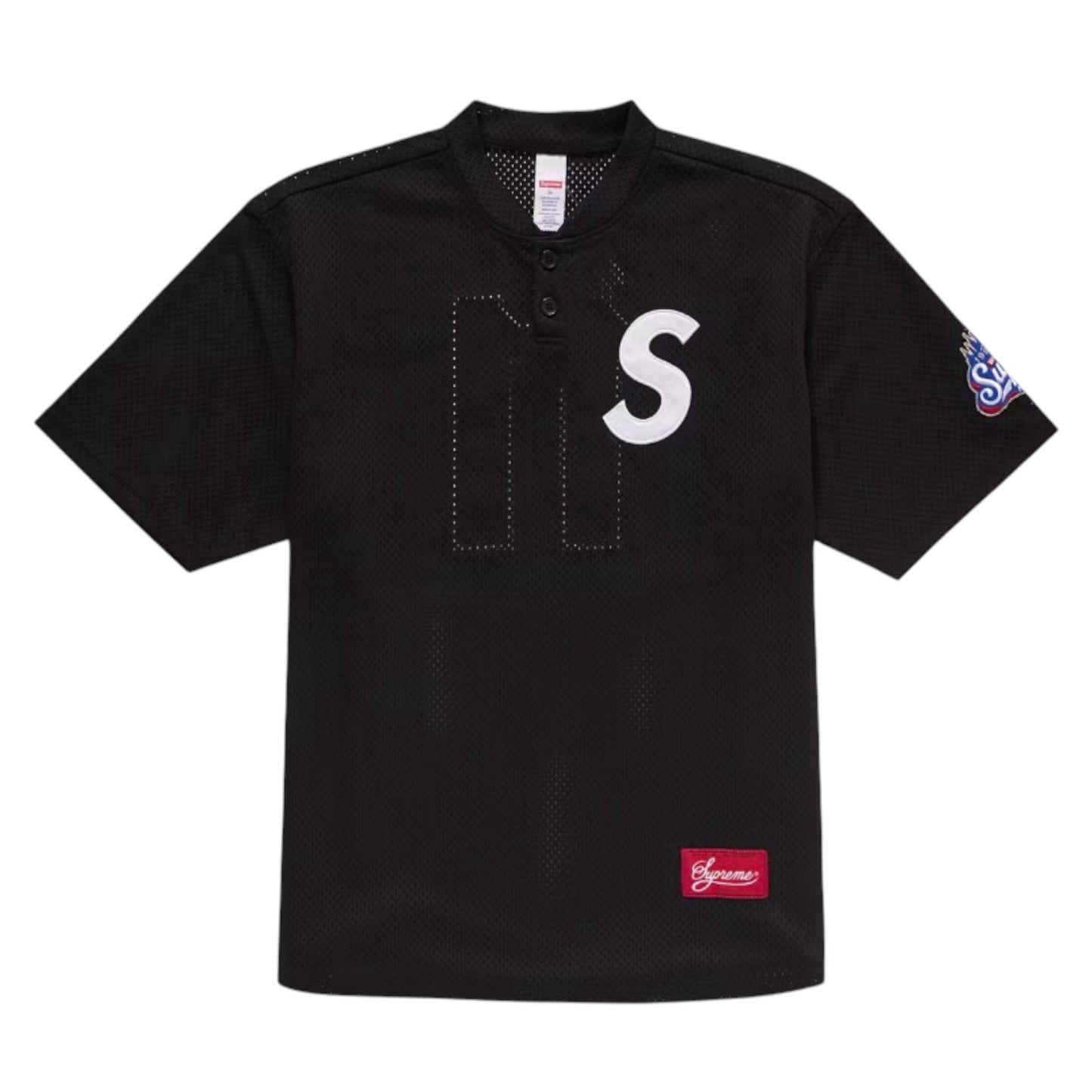 Supreme S Logo Black Baseball Henley